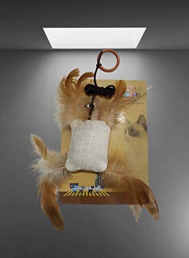 THE DDS STORE Sisal Cat Toy with Feathers 1 Piece (Pillow Shape) - Image 2